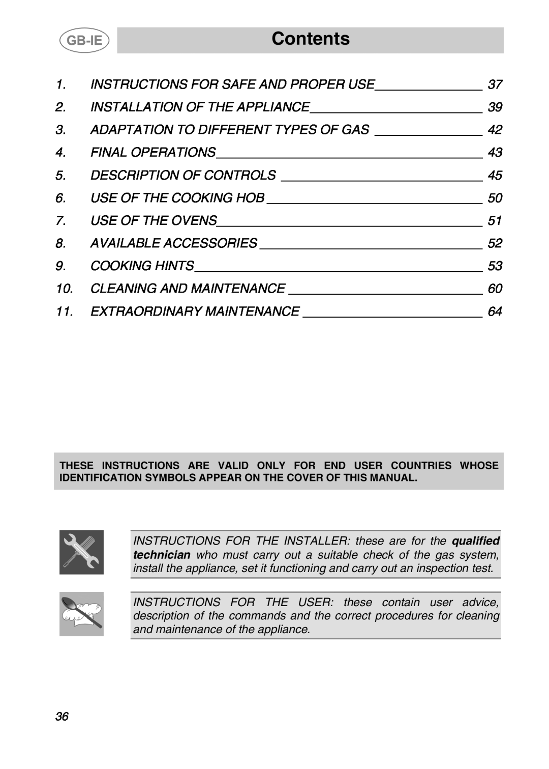 Smeg A2-2, A2-5 manual Contents 