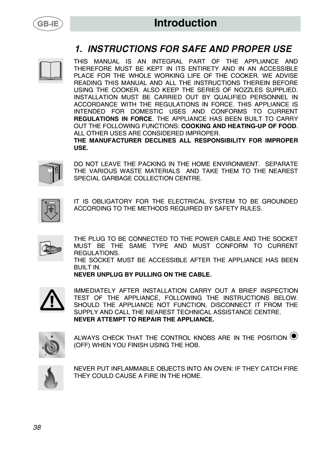 Smeg A2-6 manual Introduction, Instructions for Safe and Proper USE 