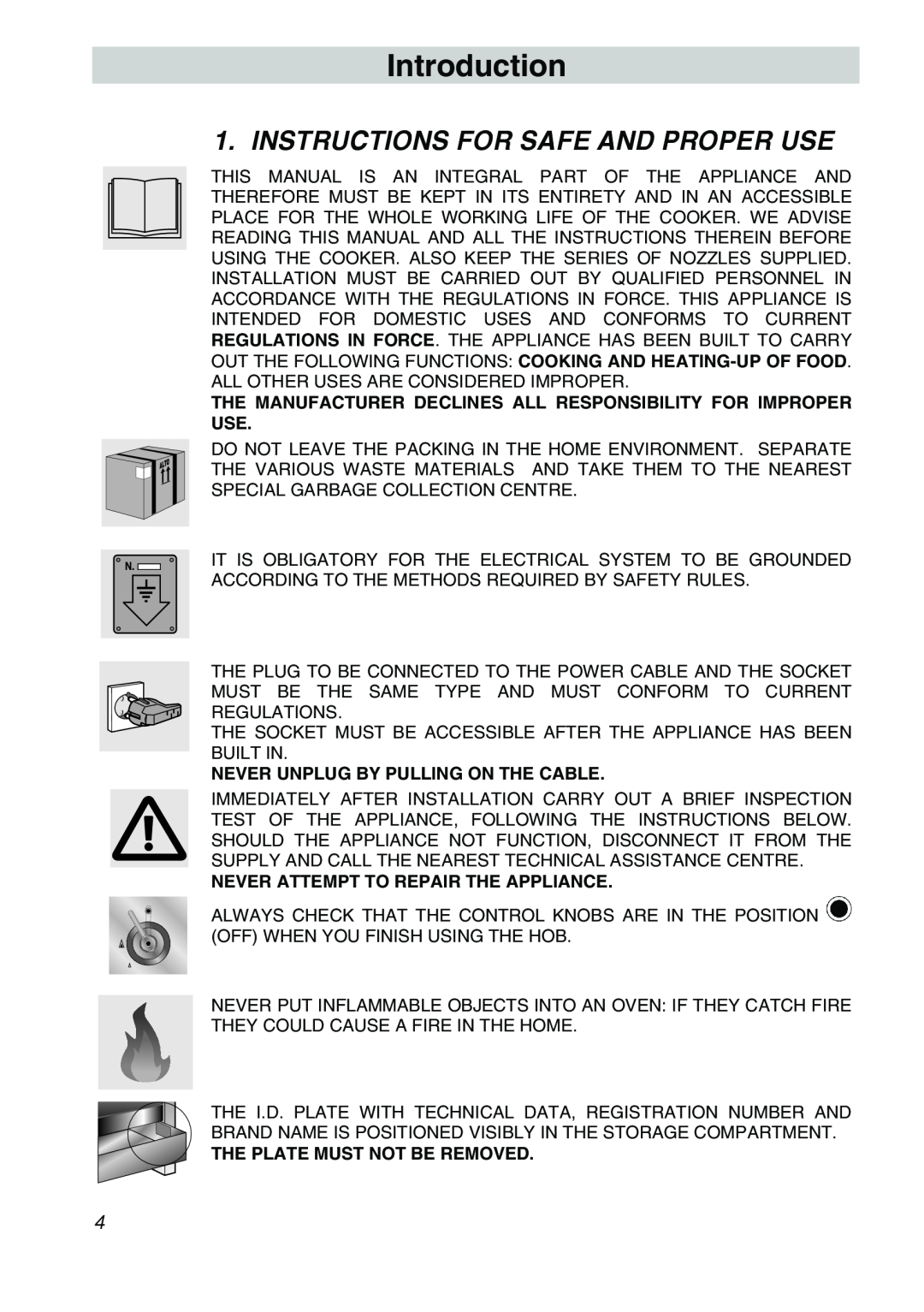 Smeg A21X-5 manual Introduction, Instructions For Safe And Proper Use, Never Unplug By Pulling On The Cable 