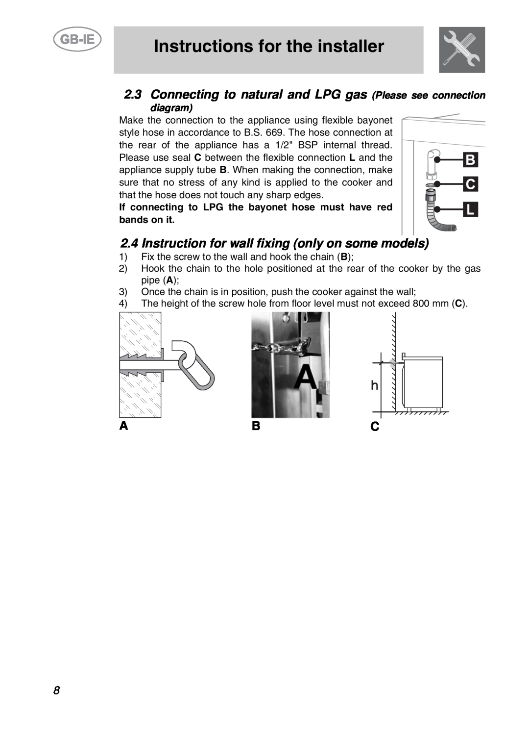 Smeg A2EA manual Instructions for the installer, diagram 