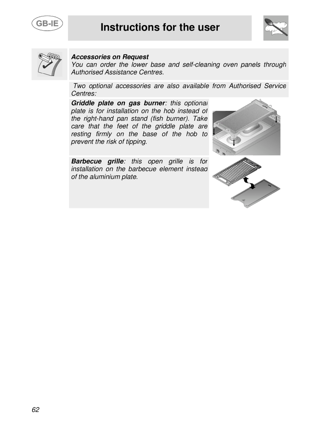 Smeg A3-5, A3A-5 manual Accessories on Request 