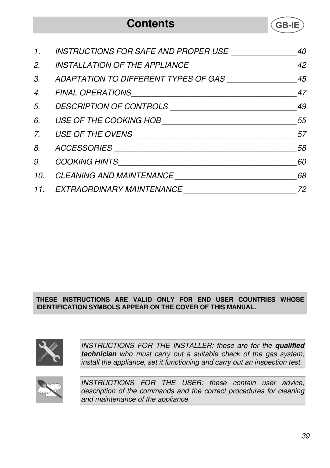 Smeg A3 manual Contents 