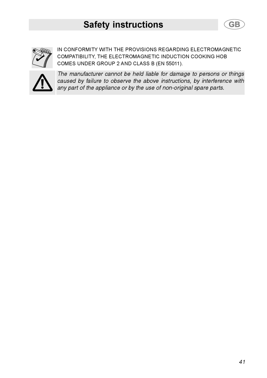 Smeg A31G7IXIA manual Safety instructions 