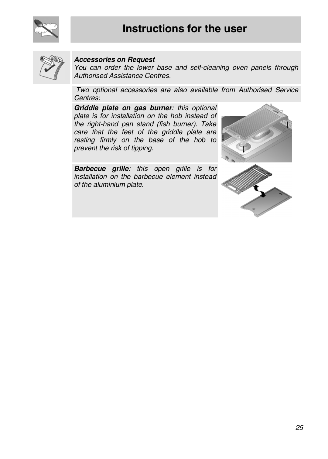 Smeg A3SX manual Accessories on Request 