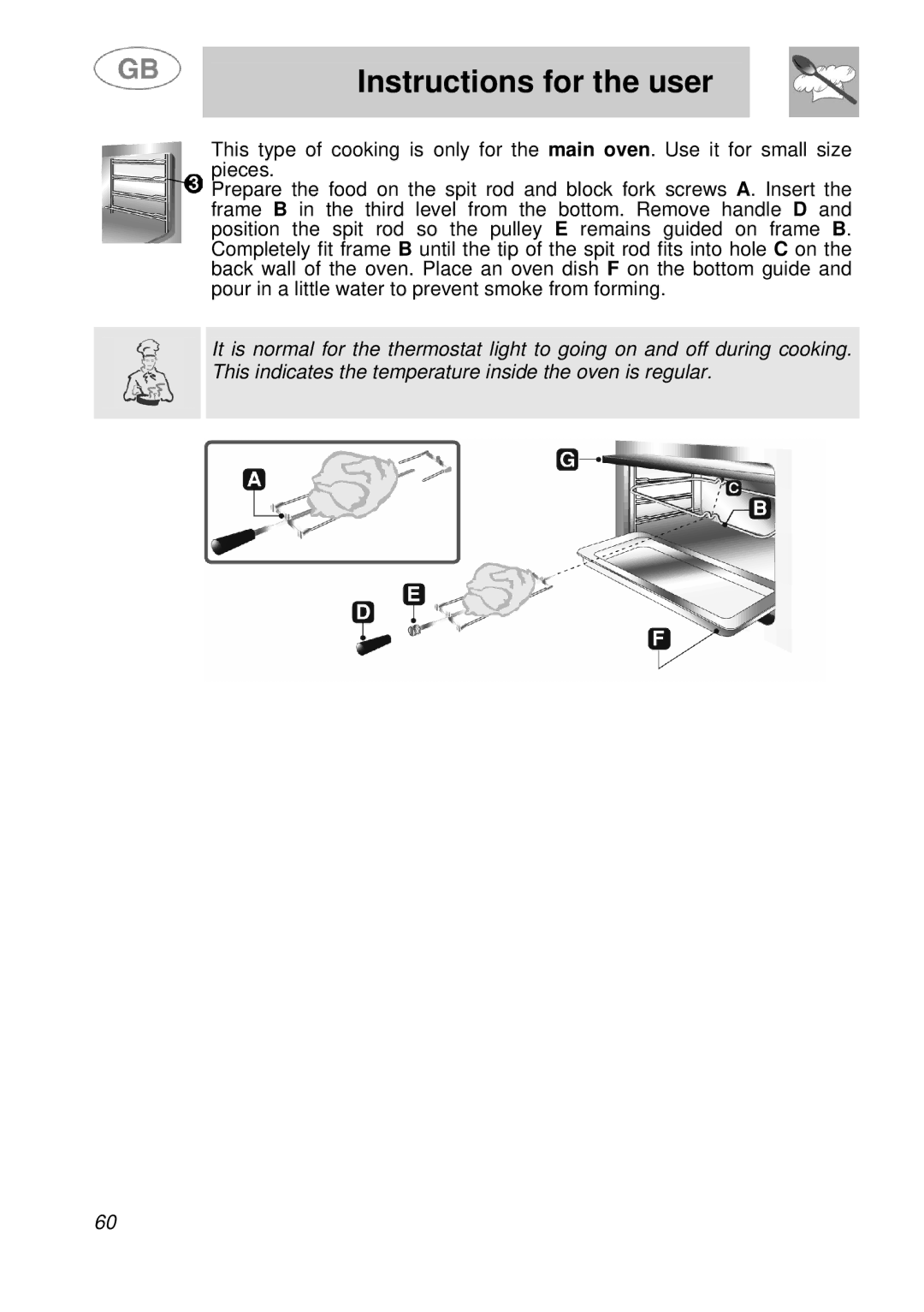 Smeg A41A manual Instructions for the user 