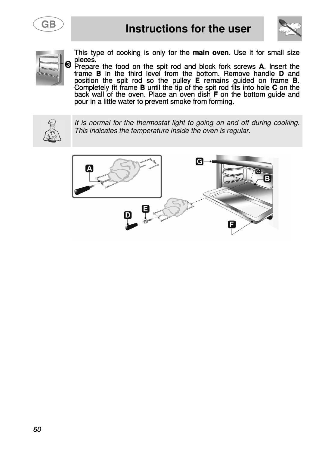 Smeg A41A manual Instructions for the user 
