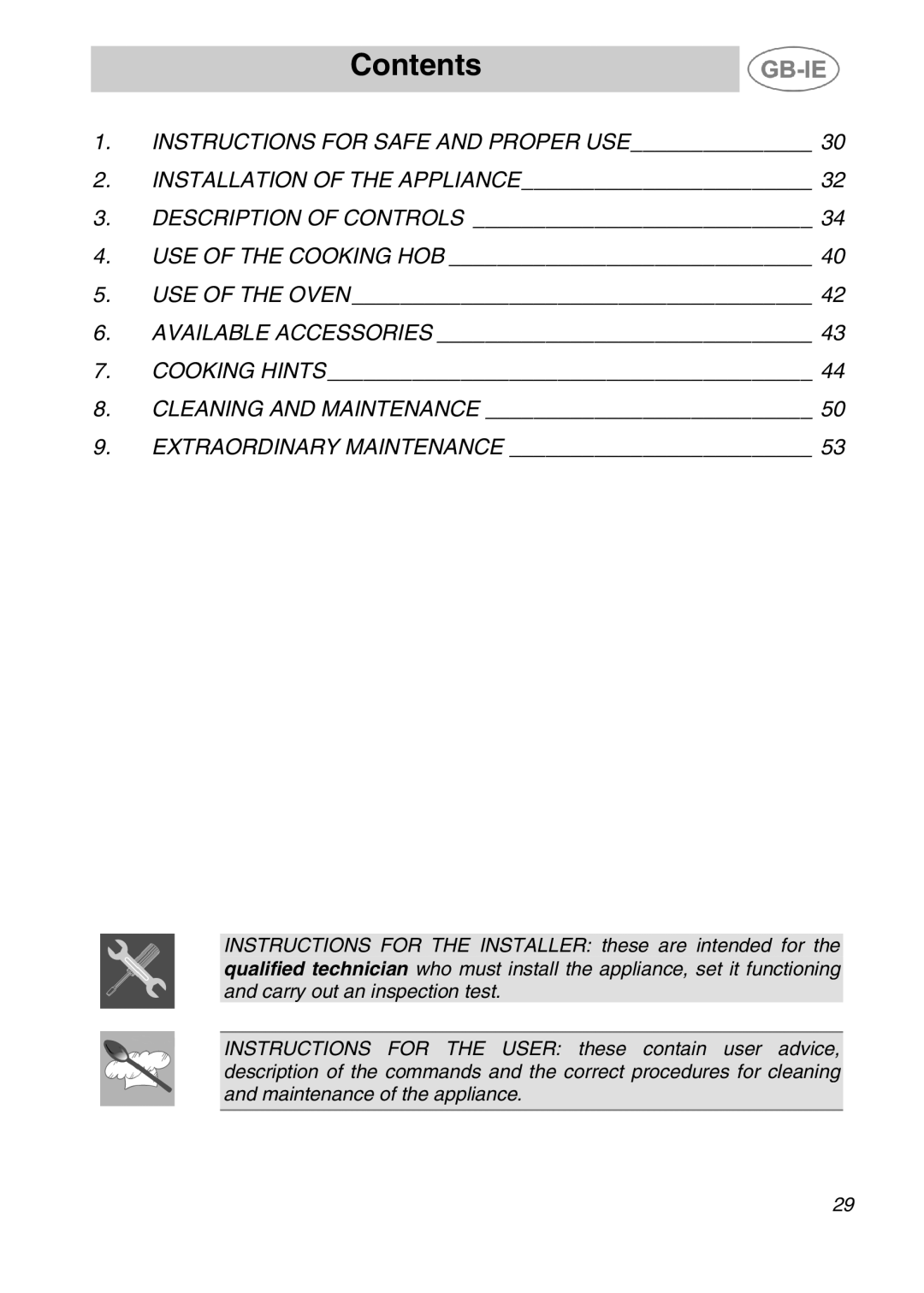 Smeg A41C-5 manual Contents 