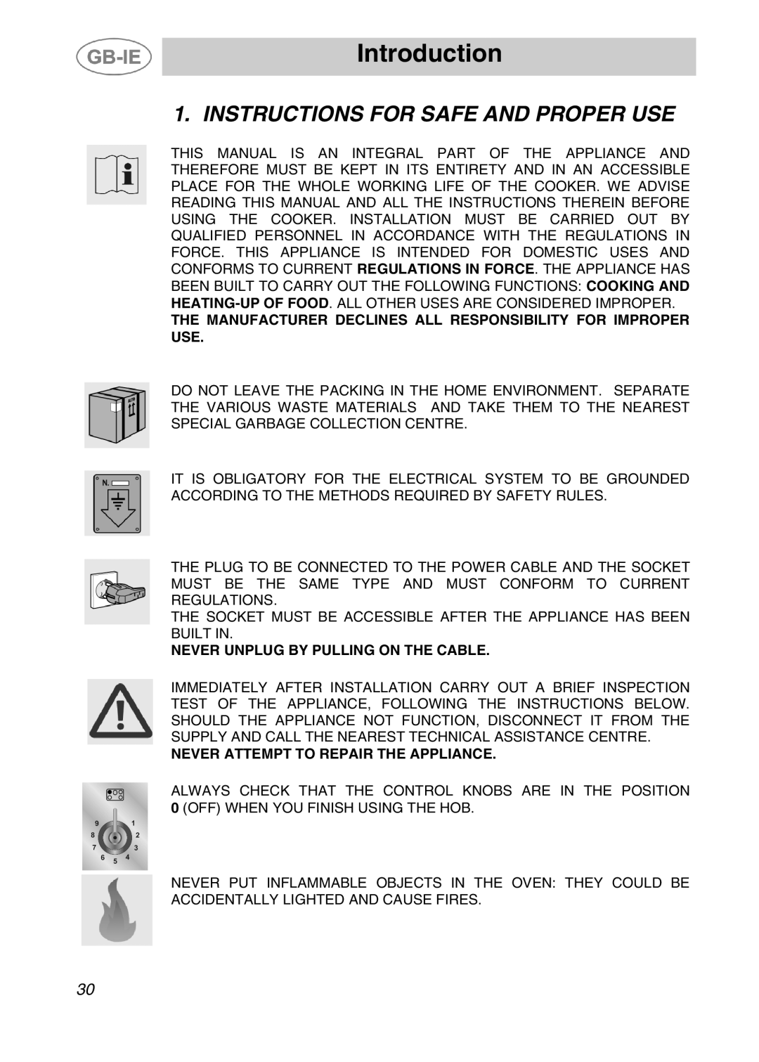 Smeg A41C-5 manual Introduction, Instructions for Safe and Proper USE 