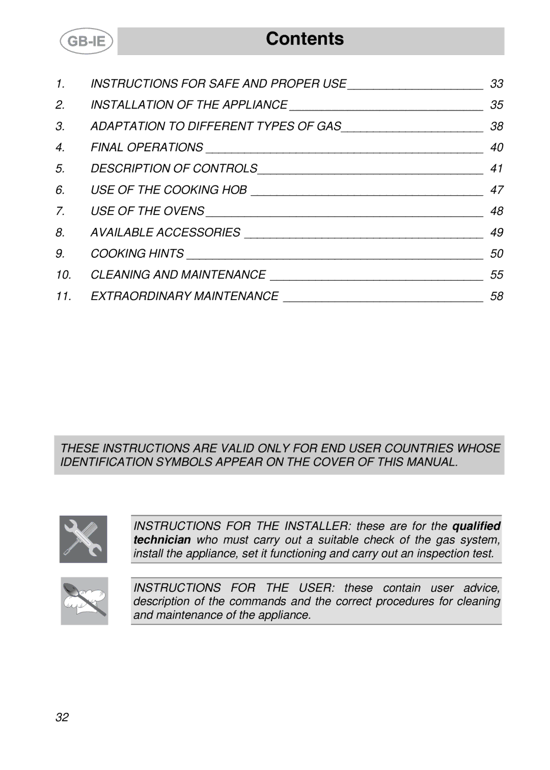 Smeg A42A-5, A42-2, A42A-2, A42-5 manual Contents 