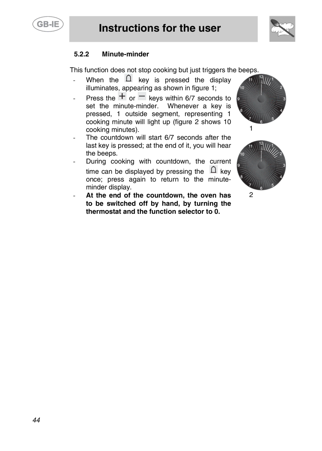 Smeg A42A-5, A42-2, A42A-2, A42-5 manual Minute-minder 