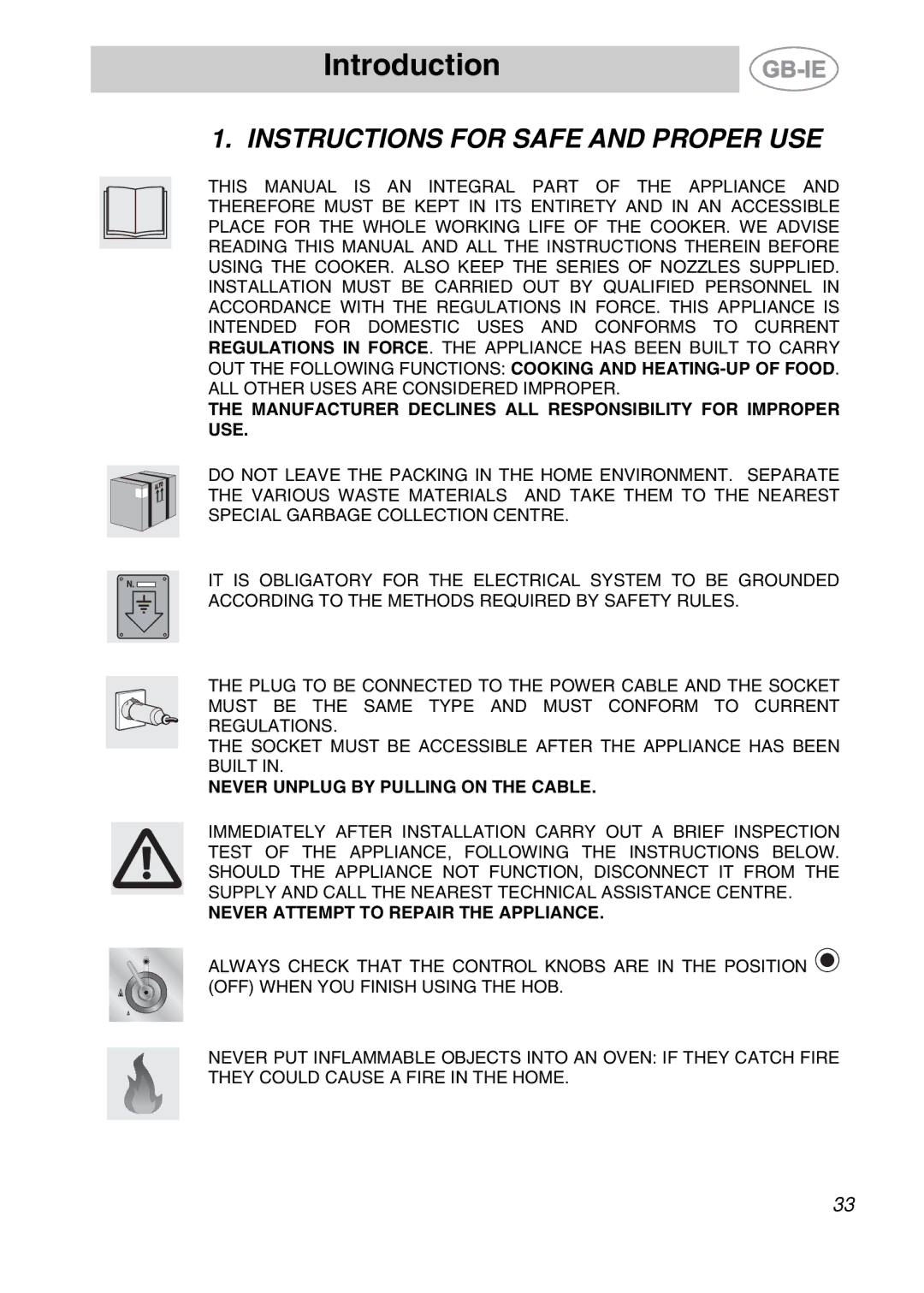 Smeg A42A-2, A42-2, A42A-5, A42-5 manual Introduction, Instructions for Safe and Proper USE 