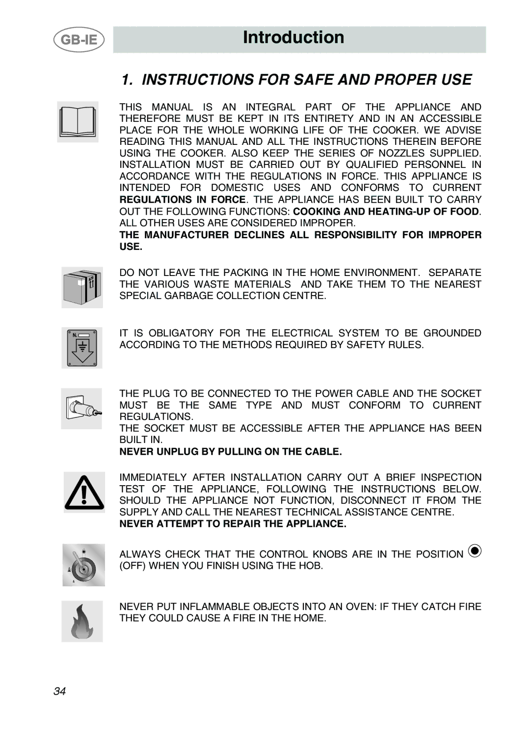 Smeg A42-6 manual Introduction, Instructions for Safe and Proper USE 