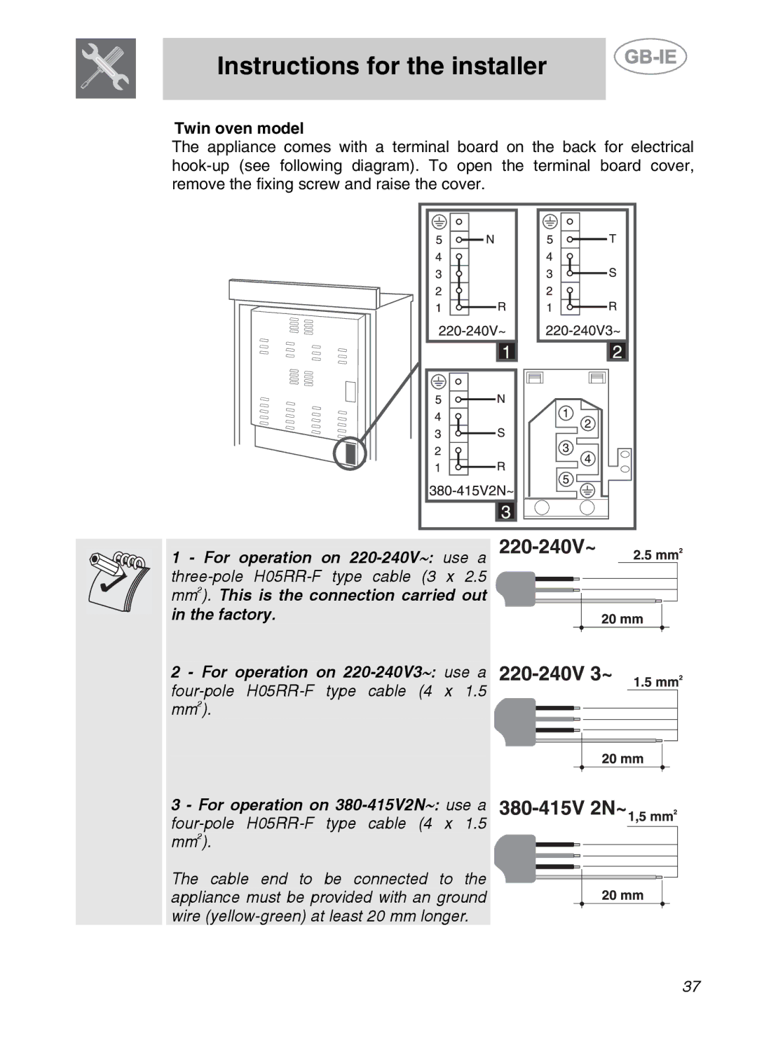 Smeg A42-6 manual Twin oven model 