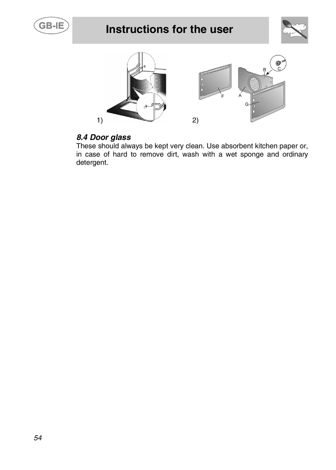 Smeg A42C-5, A42C-2 manual Door glass 