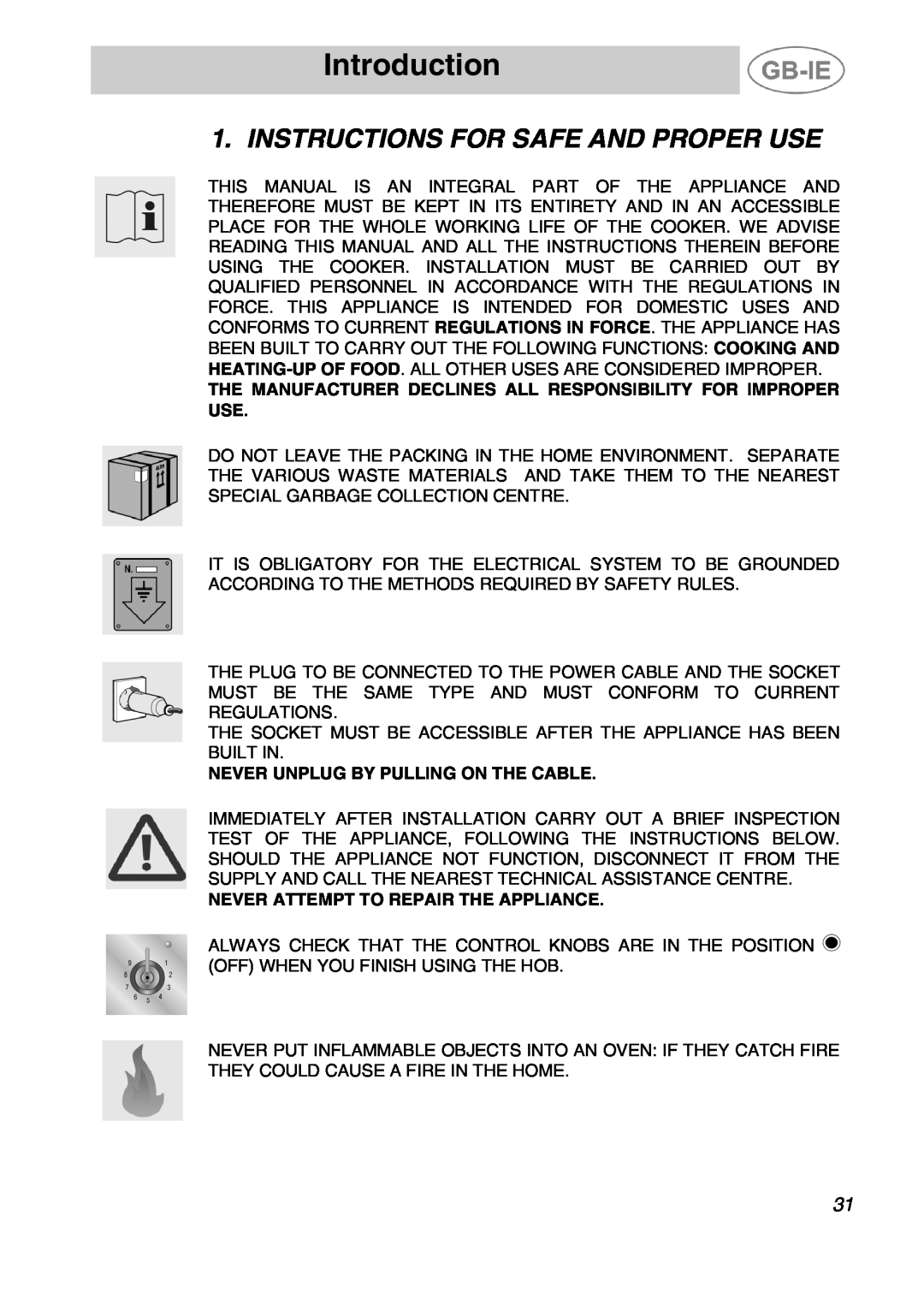 Smeg A42C-2, A42C-5 manual Introduction, Instructions For Safe And Proper Use, Never Unplug By Pulling On The Cable 