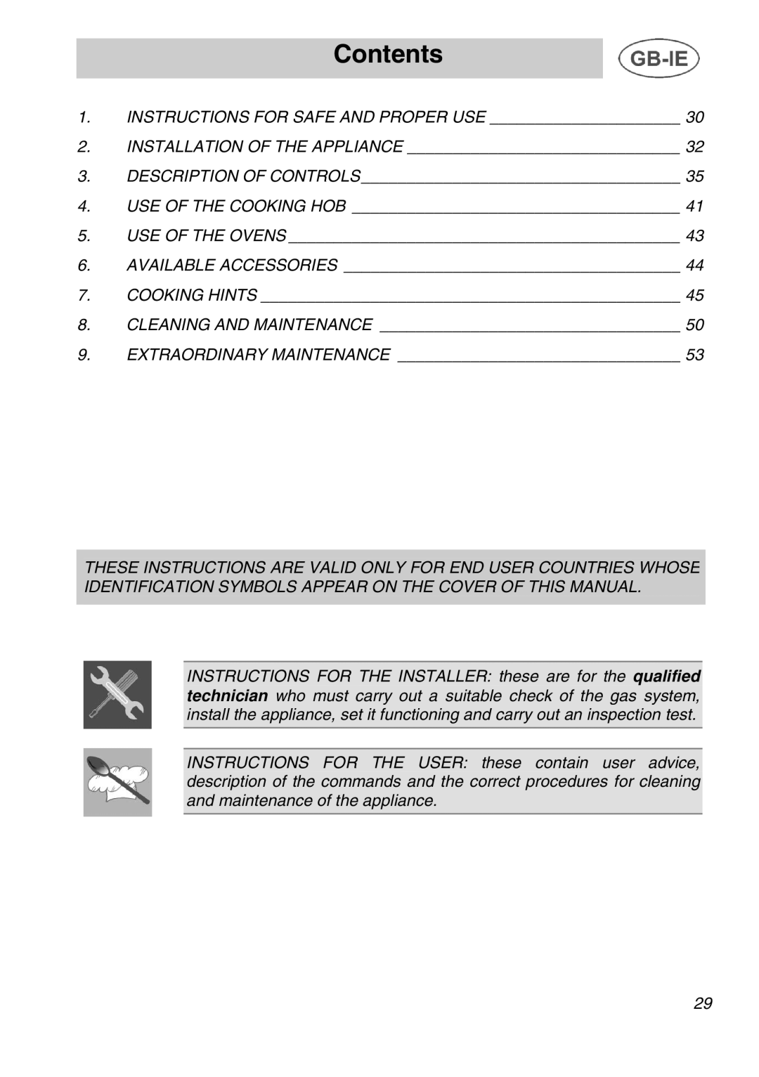 Smeg A42C instruction manual Contents 