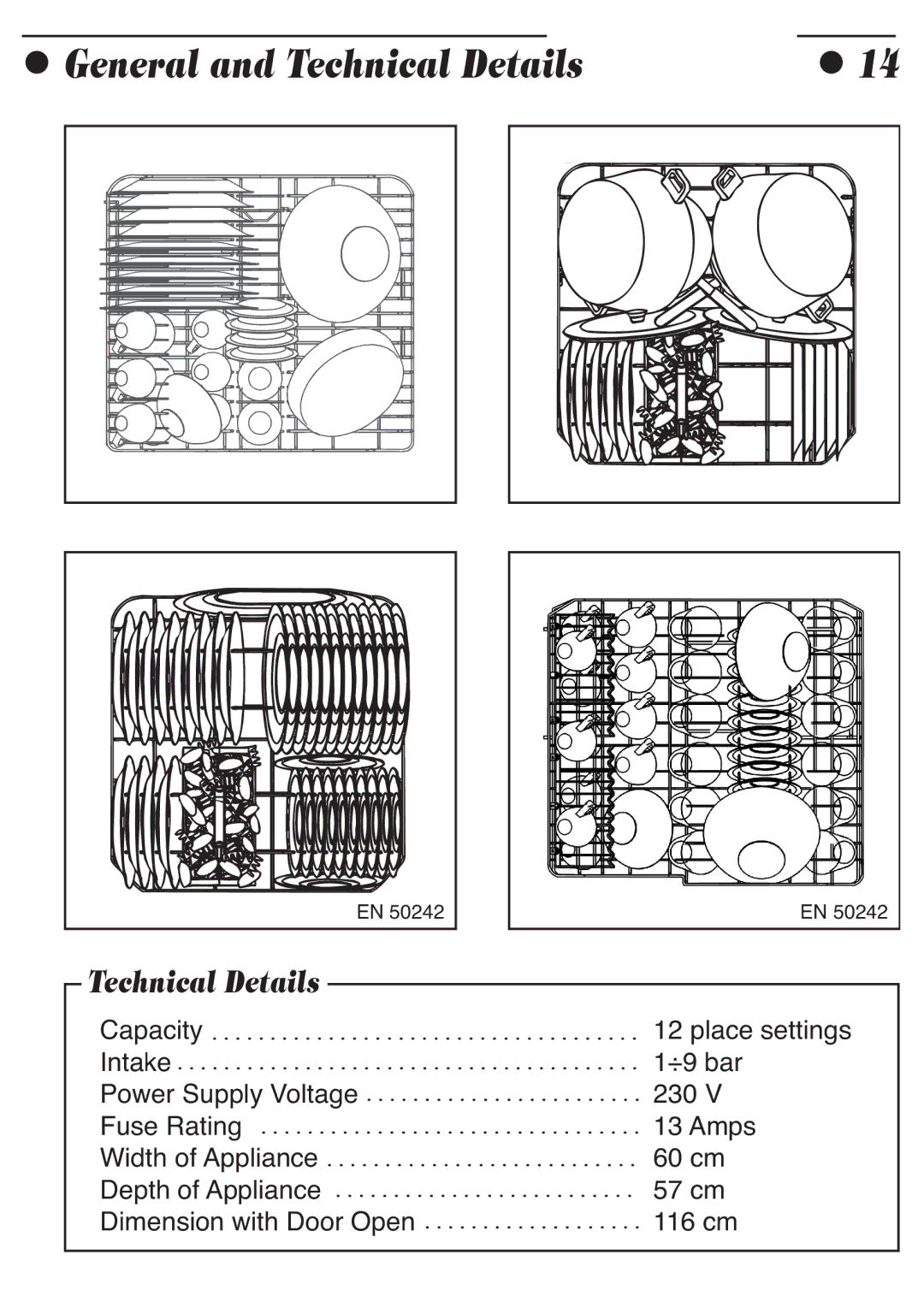 Smeg ADP8252 manual General and Technical Details 