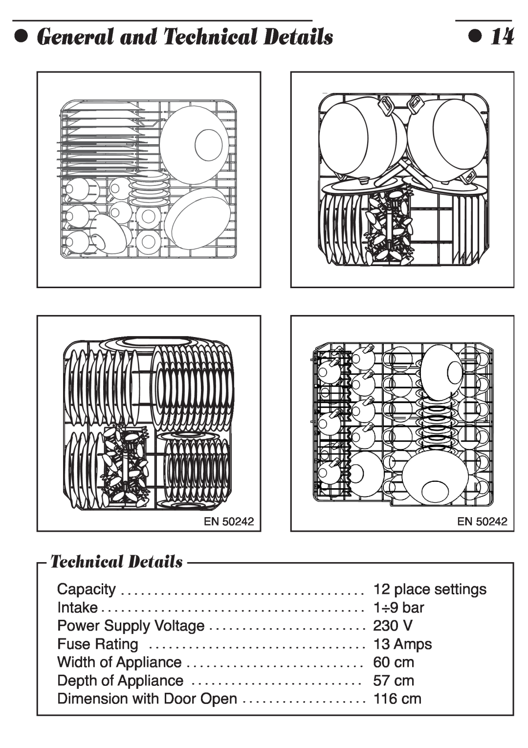 Smeg ADP8252 manual General and Technical Details 