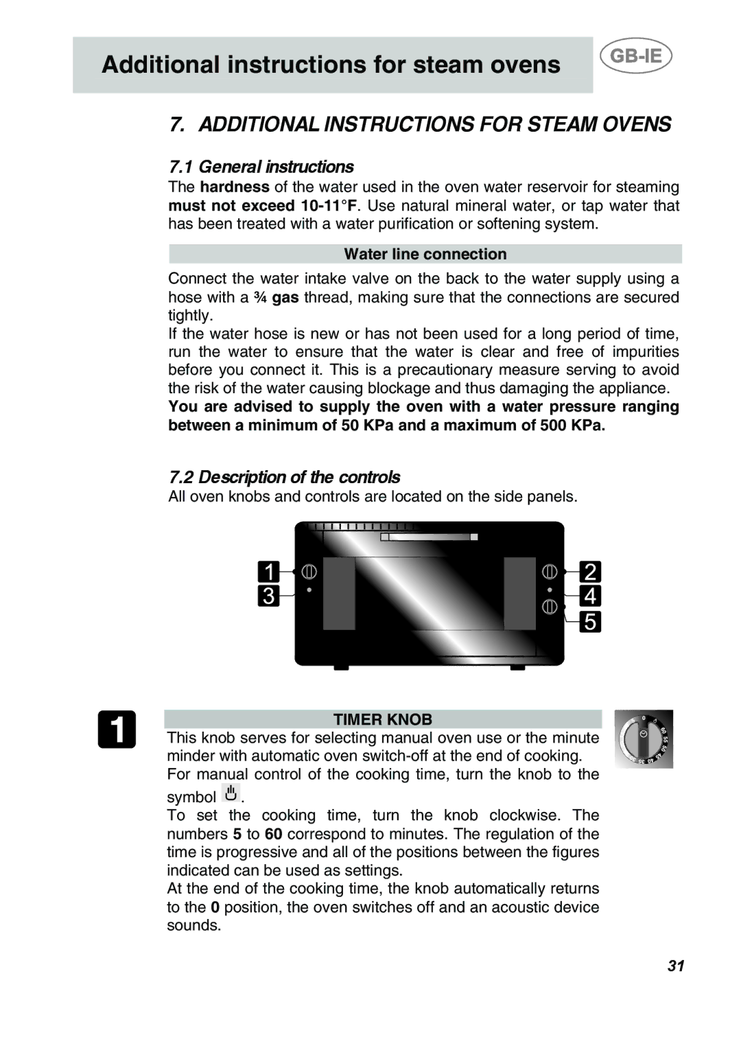 Smeg ALFA135BM Additional instructions for steam ovens, Additional Instructions for Steam Ovens, General instructions 