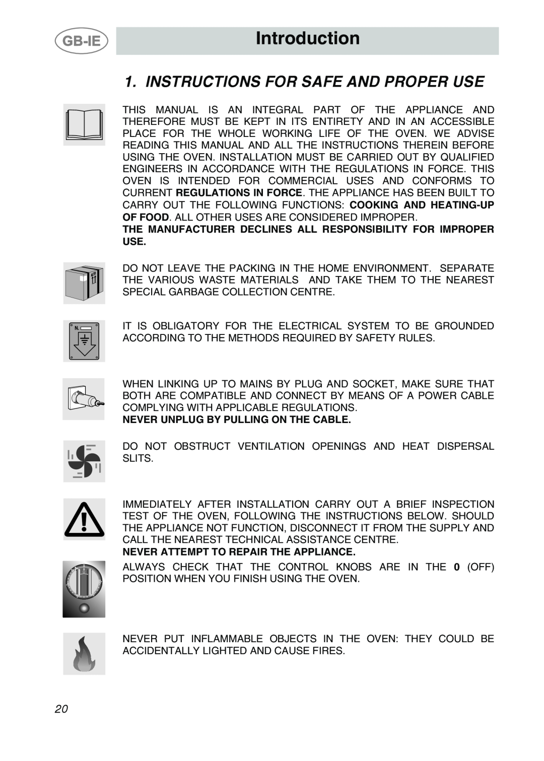 Smeg ALFA135BM manual Introduction, Instructions For Safe And Proper Use, Never Unplug By Pulling On The Cable 