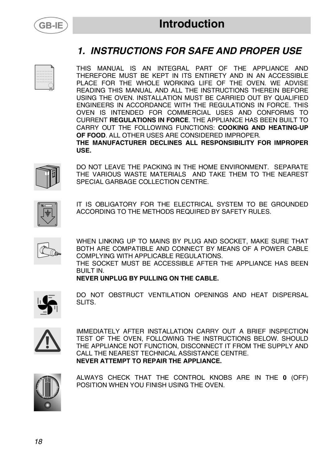 Smeg ALFA200X manual Introduction, Instructions for Safe and Proper USE 