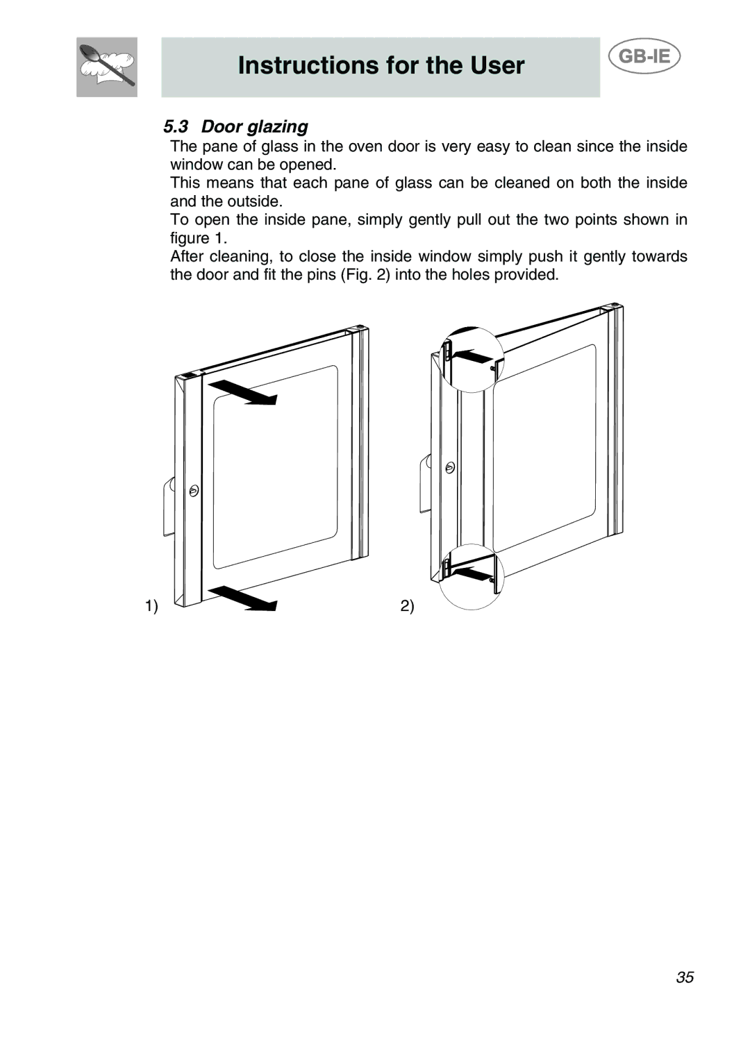 Smeg ALFA201XE manual Door glazing 