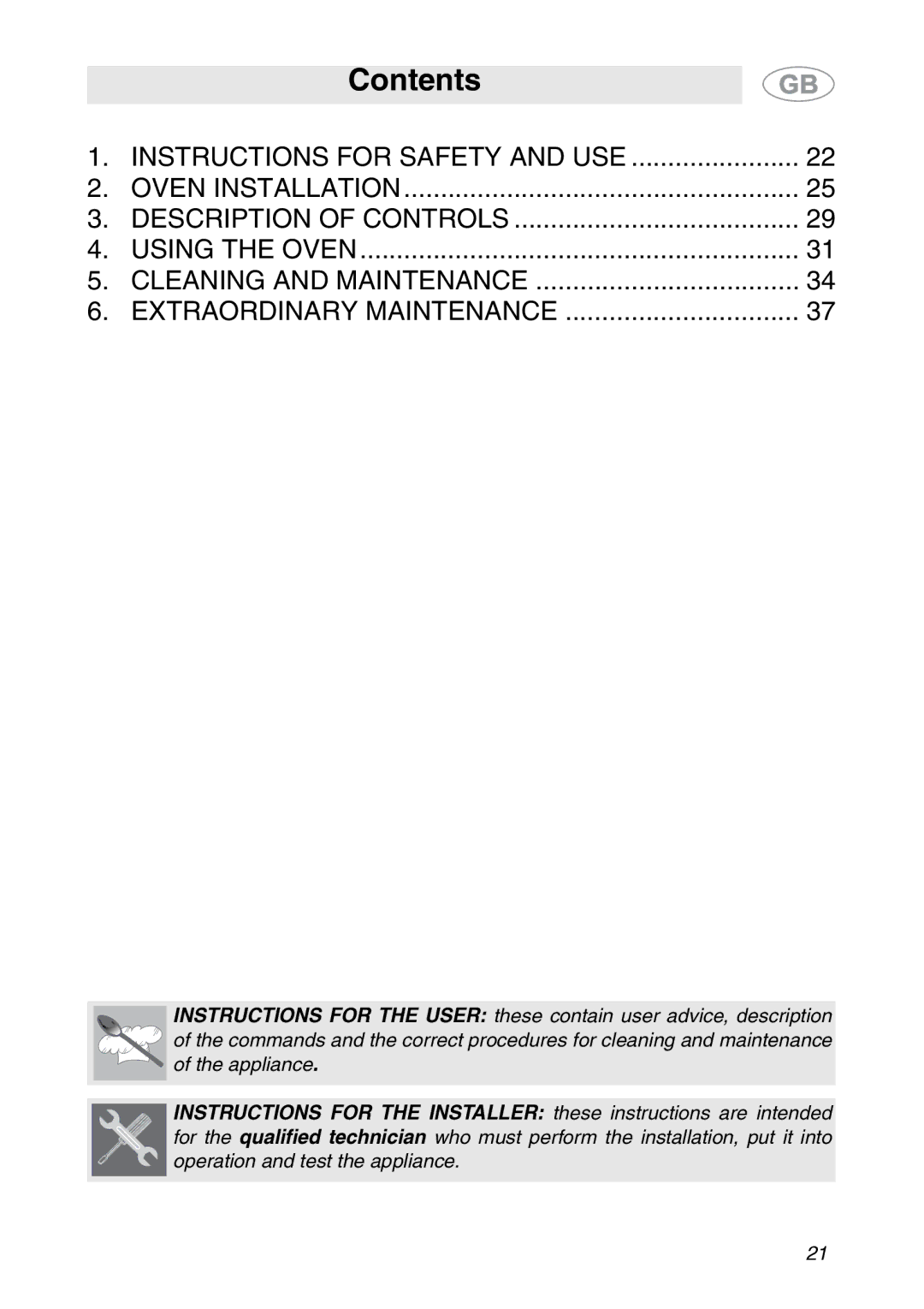 Smeg ALFA341XM manual Contents 