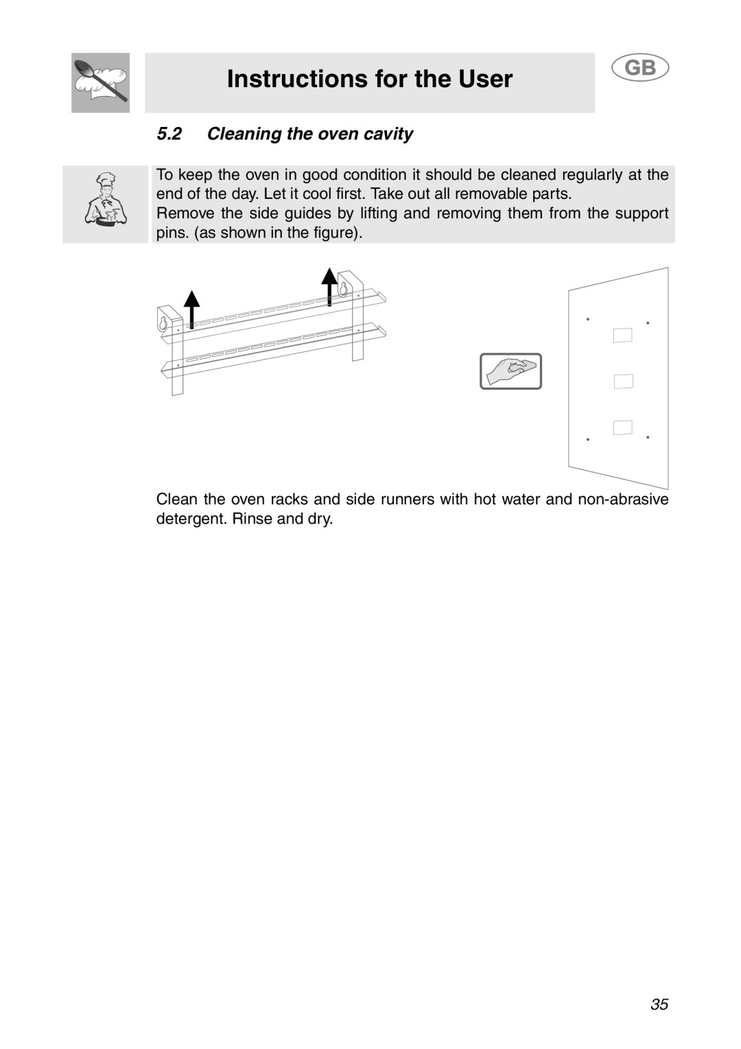 Smeg ALFA341XM manual Cleaning the oven cavity 