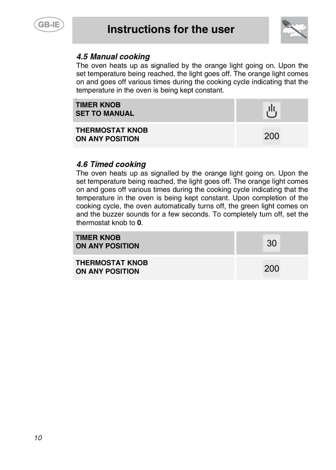 Smeg ALFA41UK manual Manual cooking, Timed cooking 