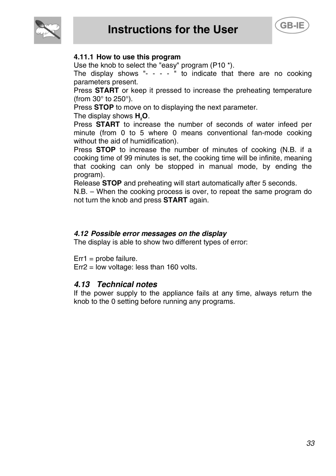 Smeg ALFA41VEK manual Technical notes, How to use this program 