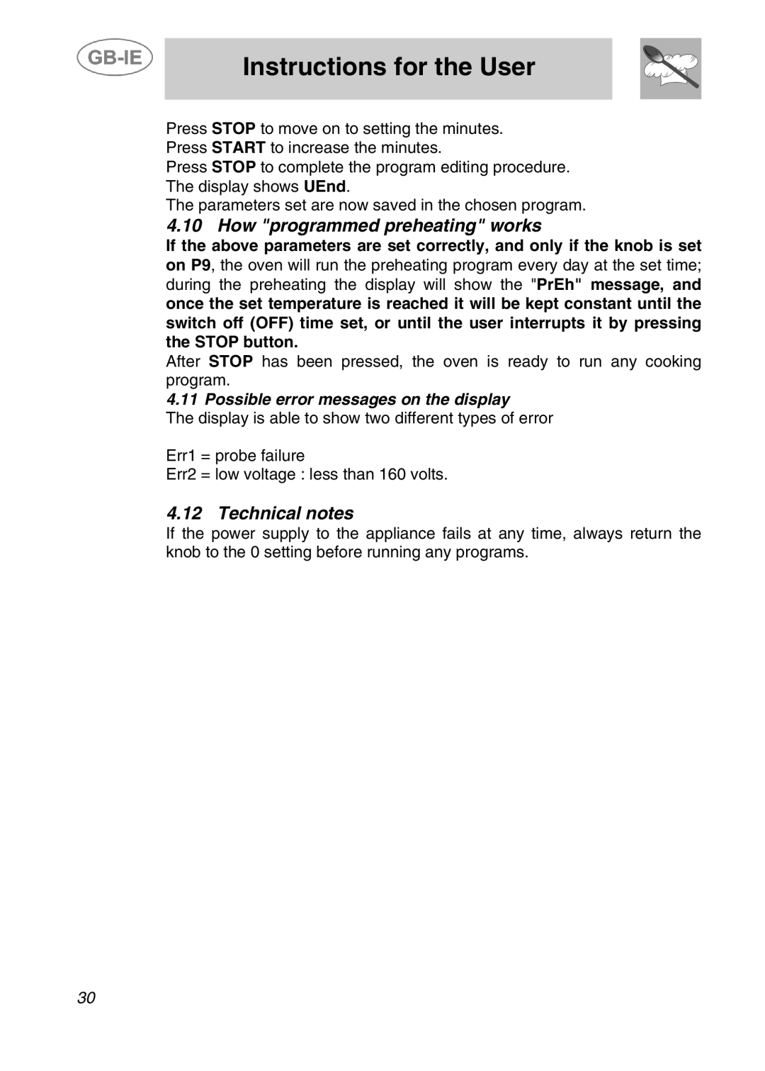 Smeg ALFA41XEN manual How programmed preheating works, Technical notes 