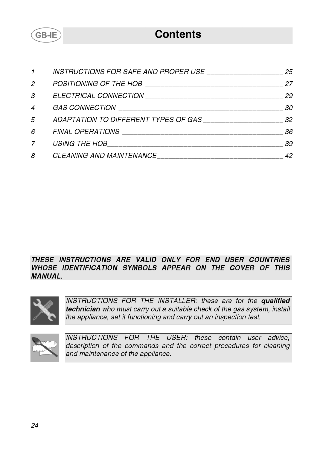 Smeg AP64S3 manual Contents 