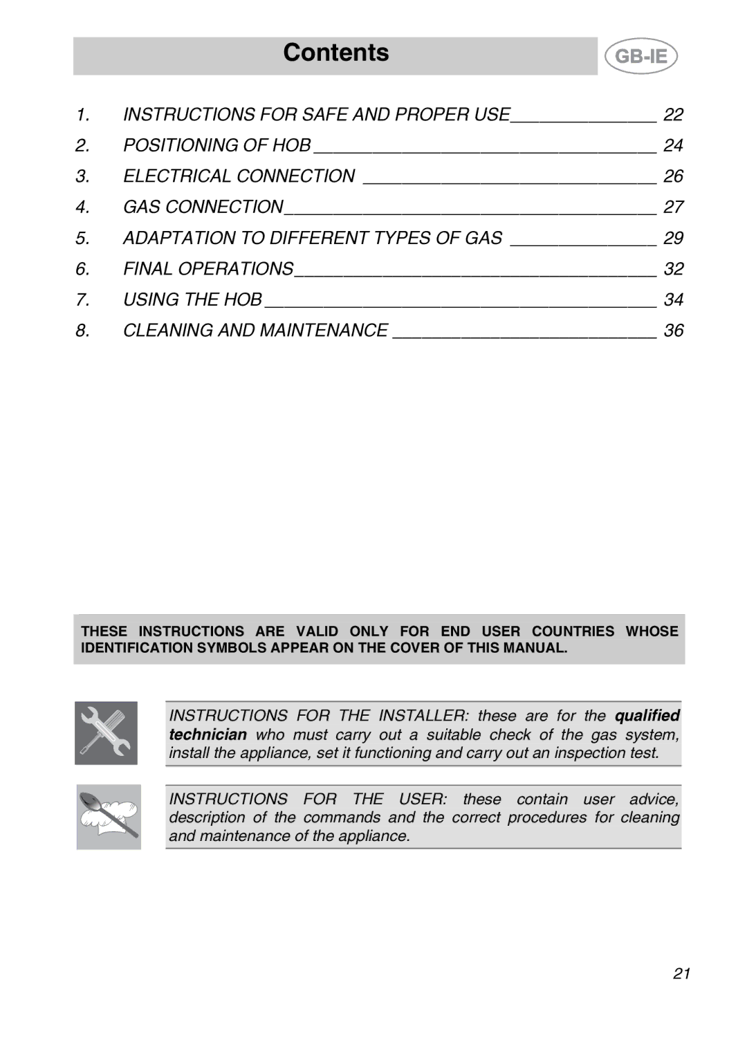 Smeg AP704S3 manual Contents 