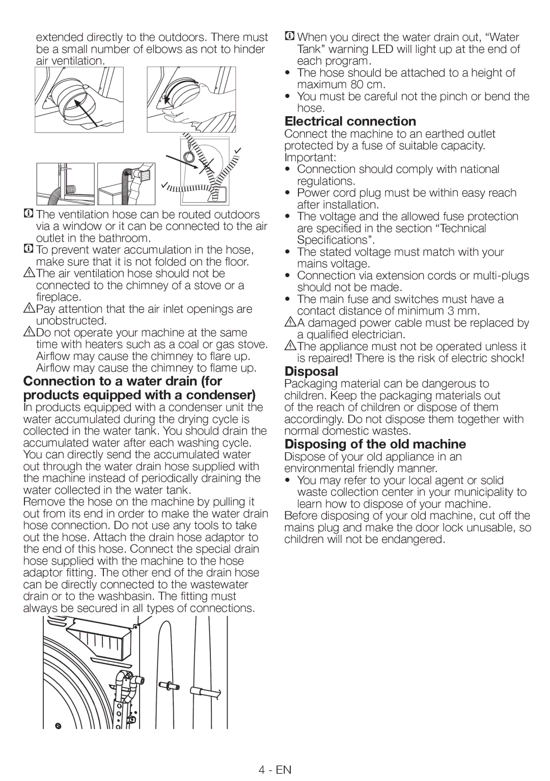 Smeg AS 61 E manual Electrical connection, Disposal, Disposing of the old machine 