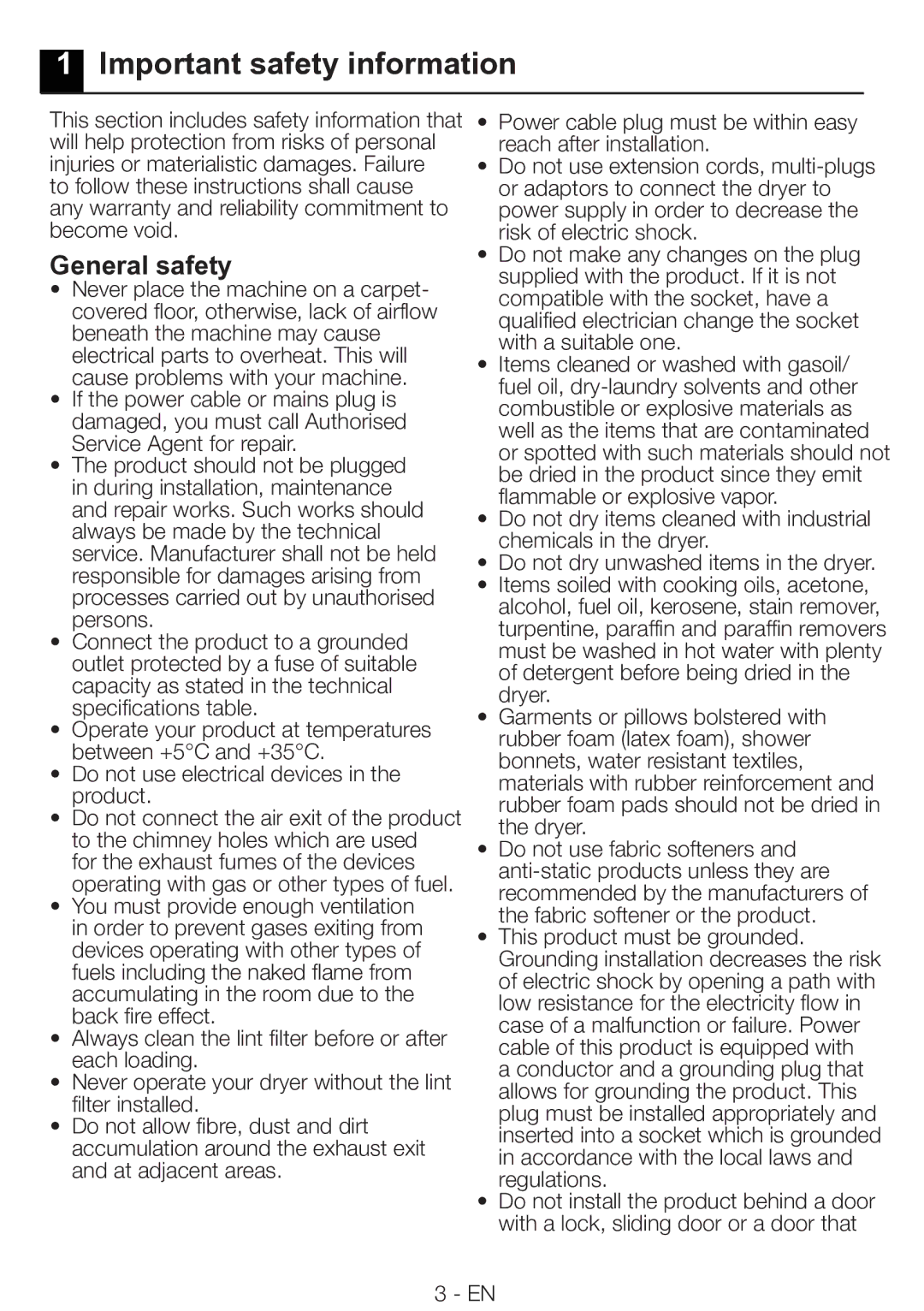 Smeg AS 73 CS manual Important safety information, General safety 