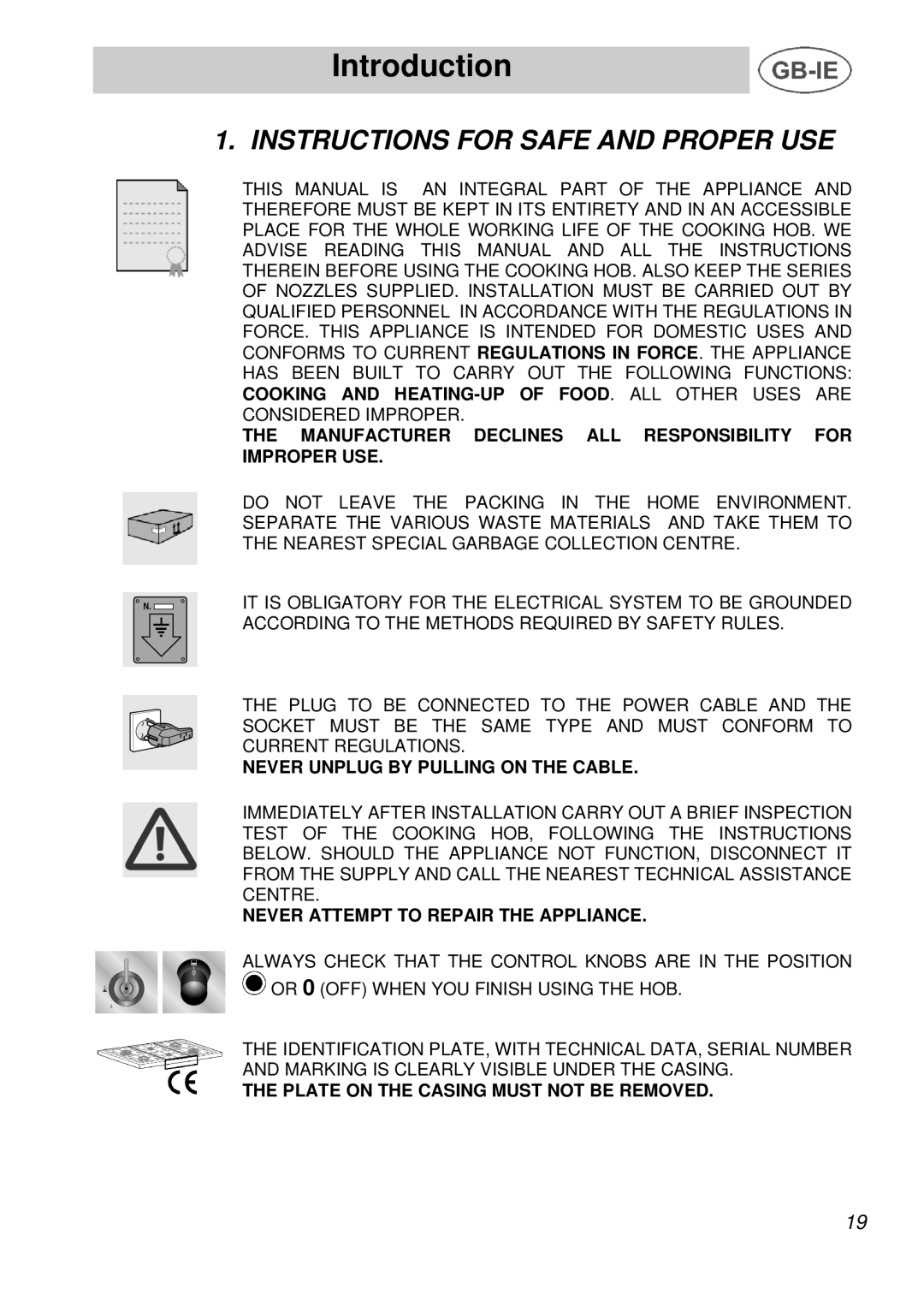 Smeg AS28I96L manual Introduction, Instructions for Safe and Proper USE 