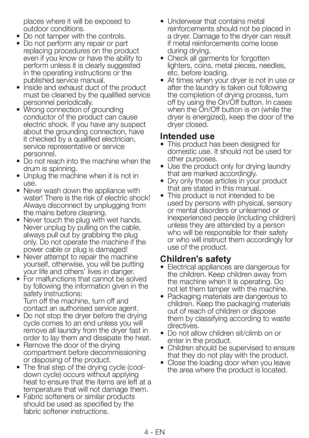 Smeg AS73CES manual Intended use, Children’s safety 