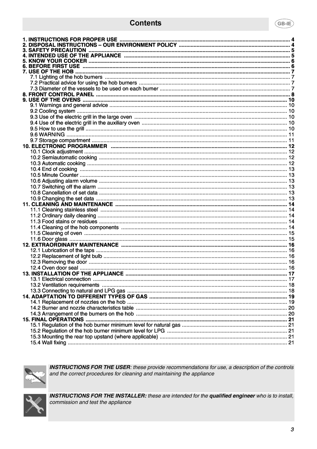 Smeg B102MFX5 manual Contents 