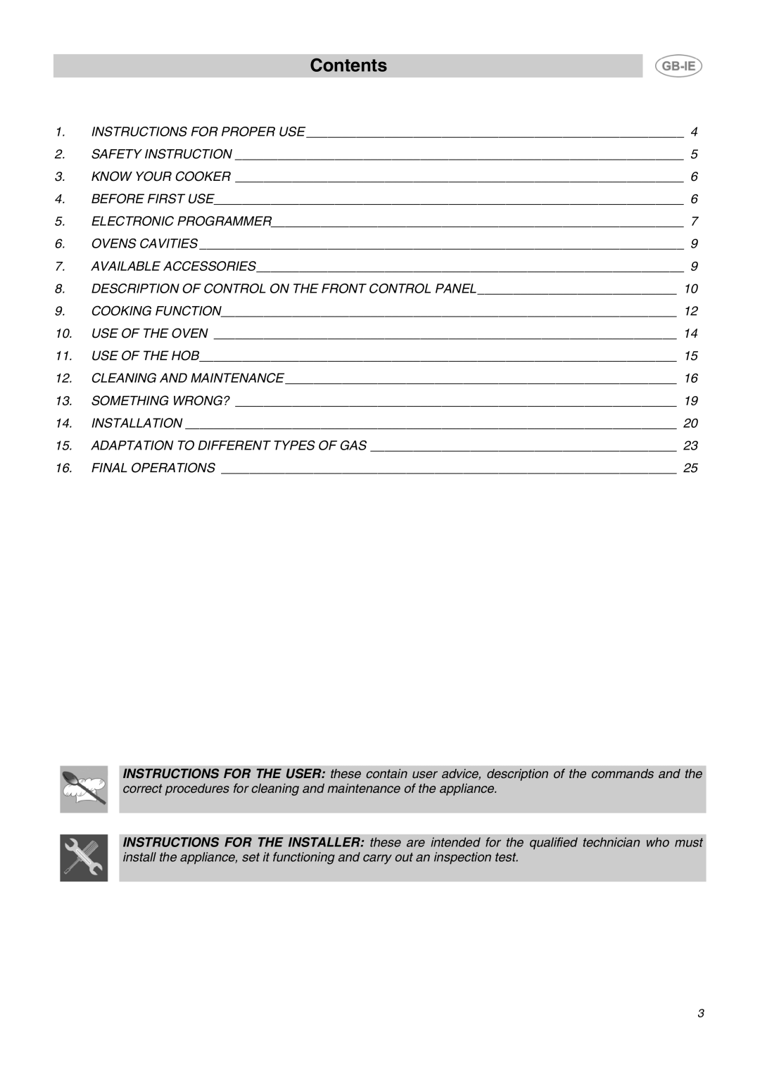 Smeg B72MFX5 manual Contents 