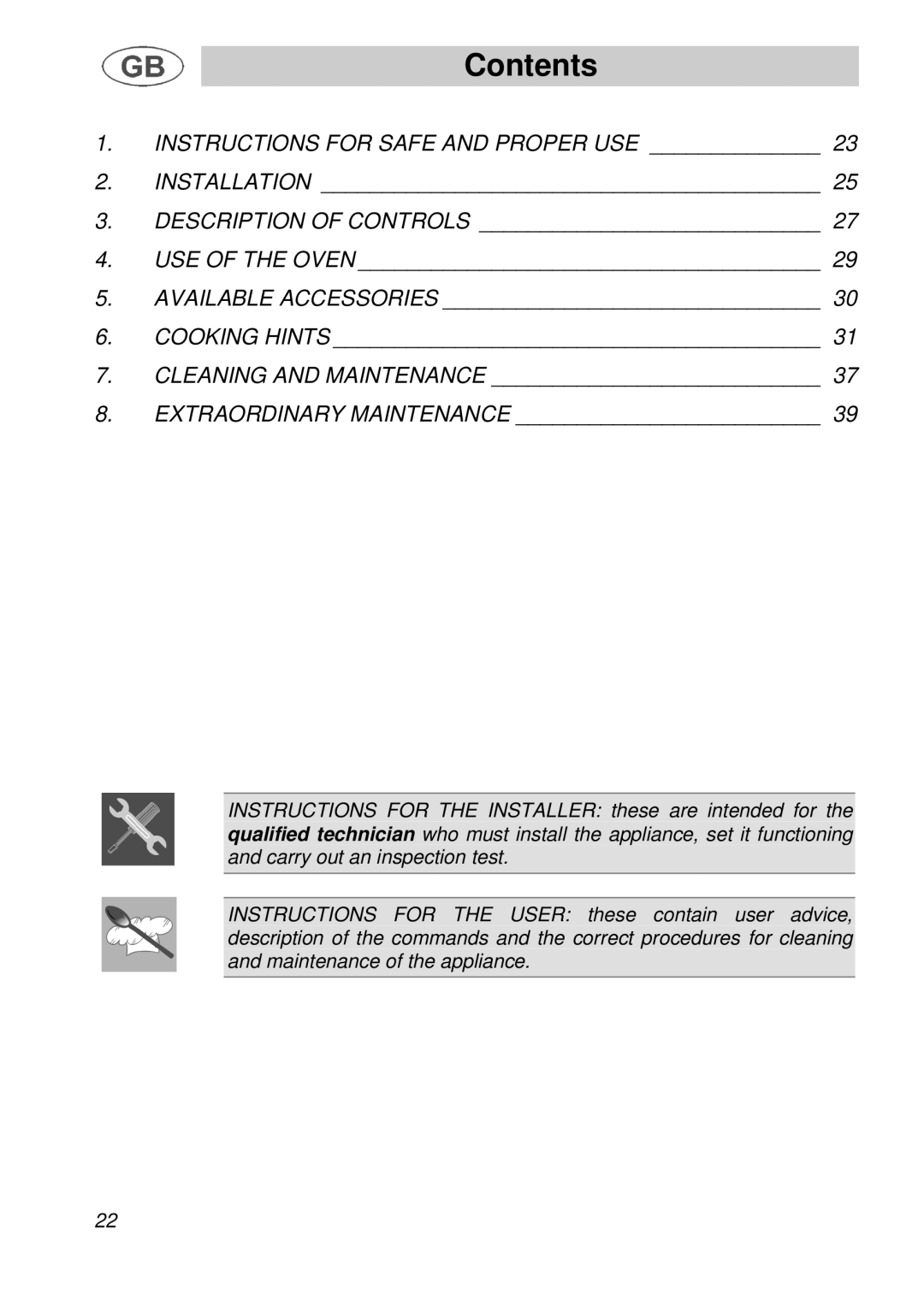 Smeg B988E manual Contents 