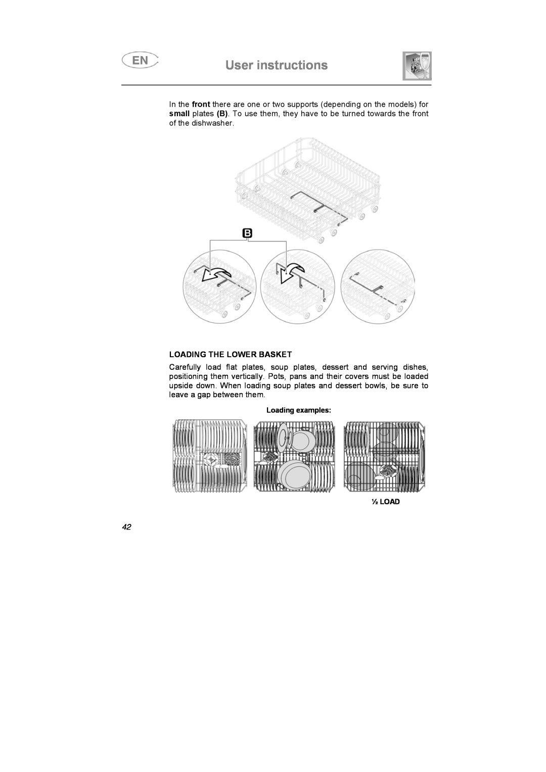 Smeg BLV1RO instruction manual Loading The Lower Basket, User instructions 