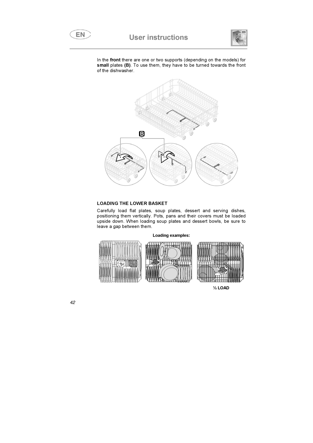 Smeg BLV1VE manual Loading the Lower Basket 