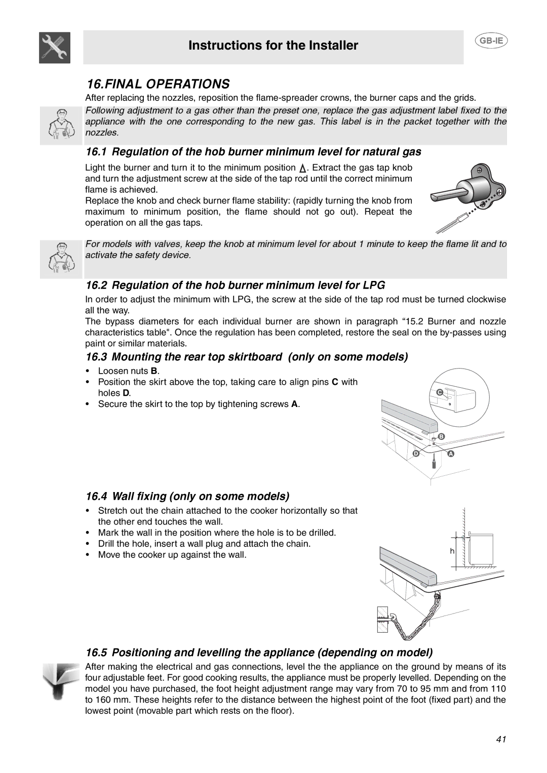 Smeg C6GMX manual Final Operations 