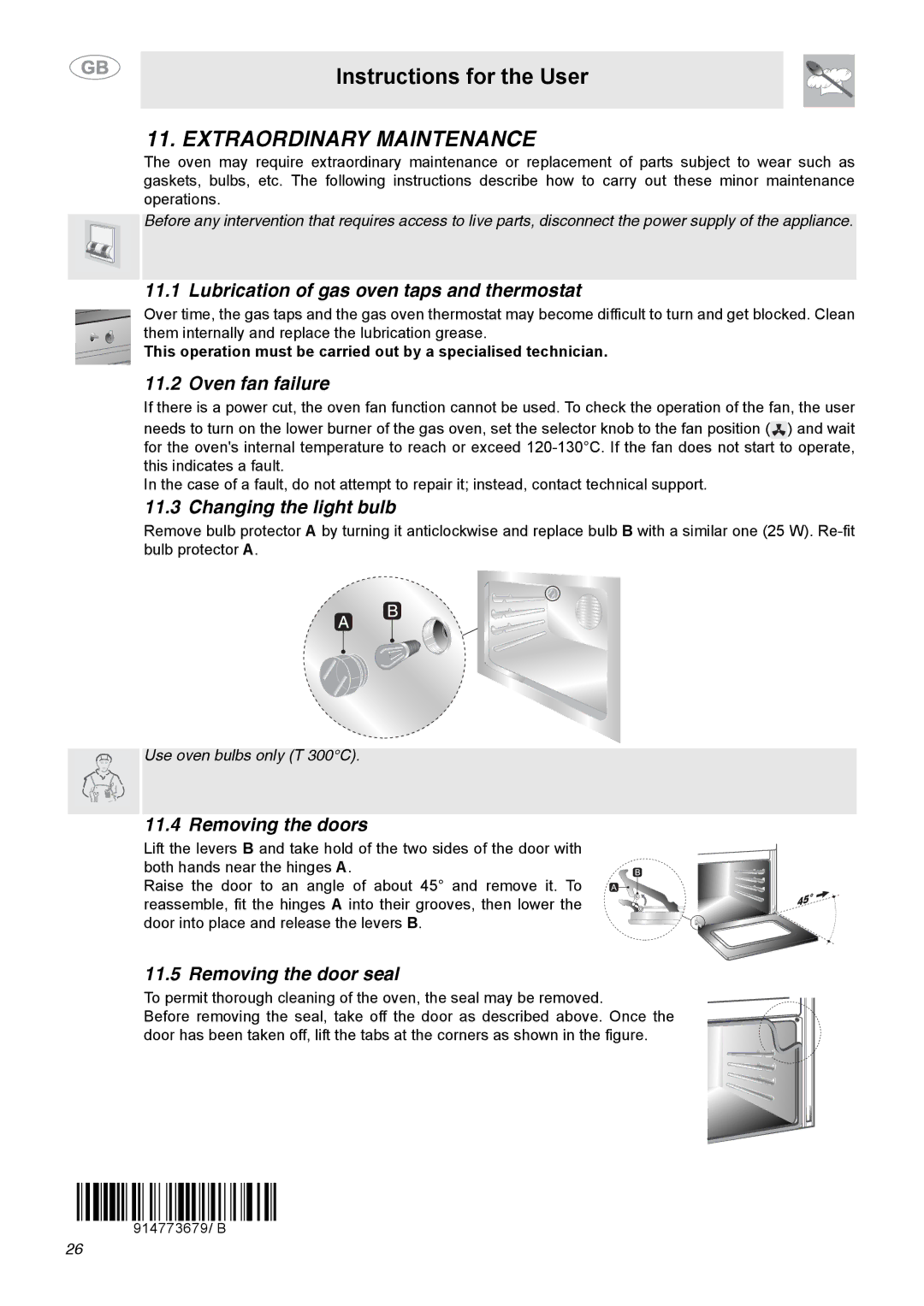 Smeg C9GGSSA manual Extraordinary Maintenance 