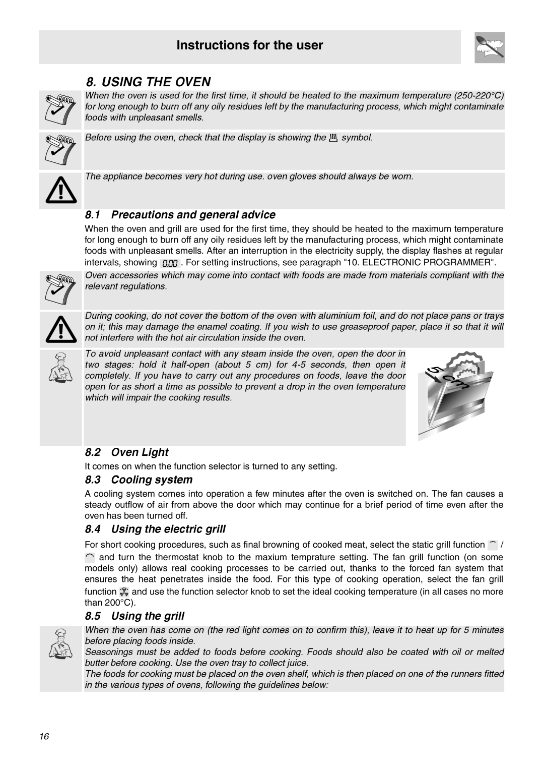 Smeg C9GMXA manual Using the Oven 