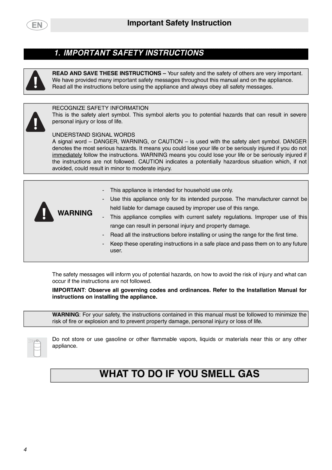 Smeg C9GMXU important safety instructions Important Safety Instructions 