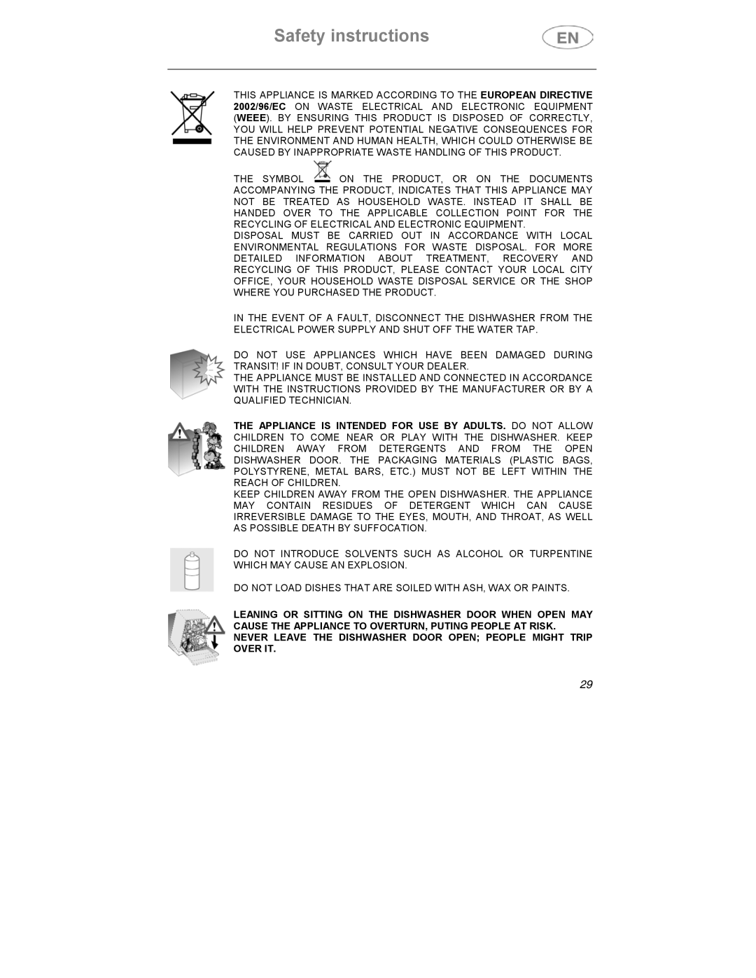 Smeg CA01-3 instruction manual Safety instructions 