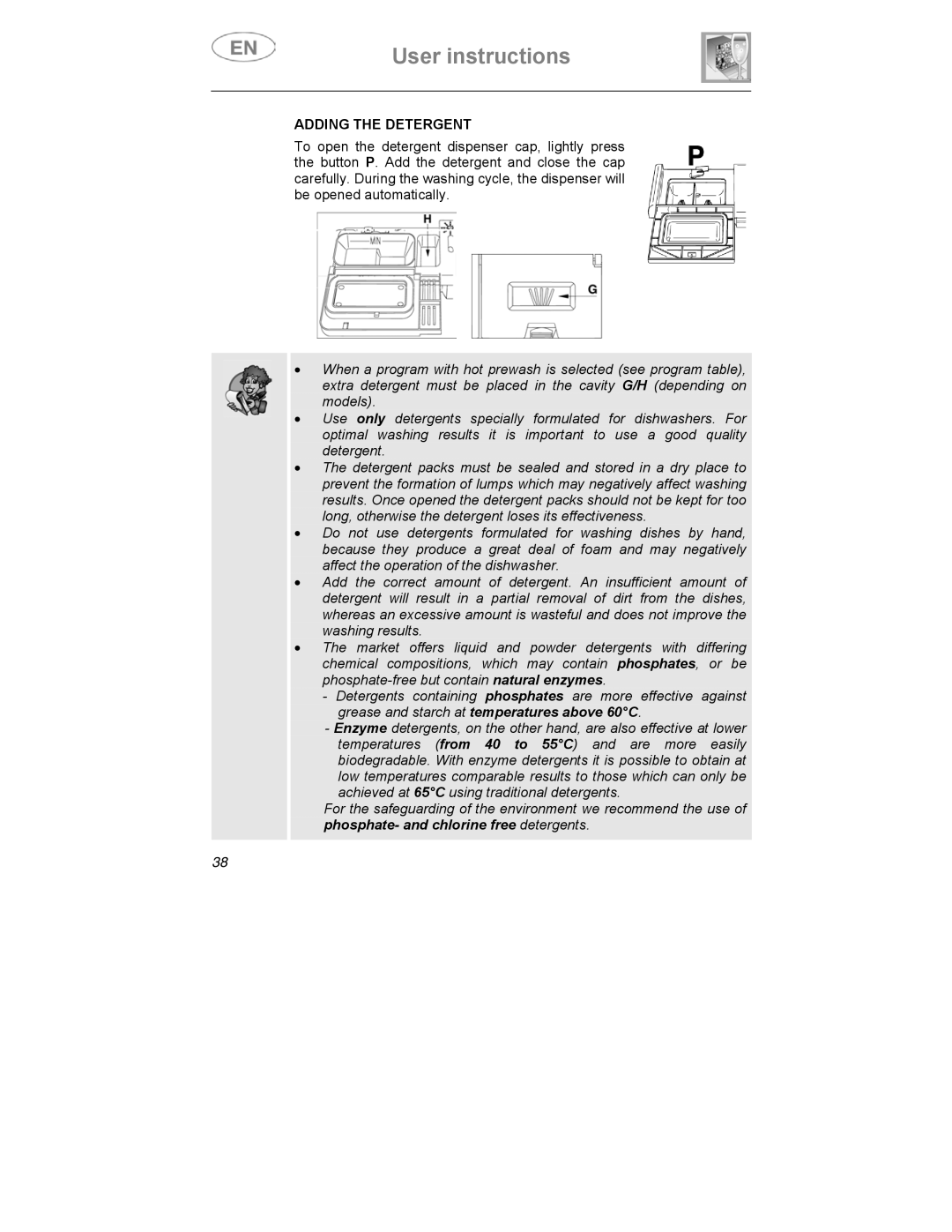 Smeg CA01-3 instruction manual Adding the Detergent 