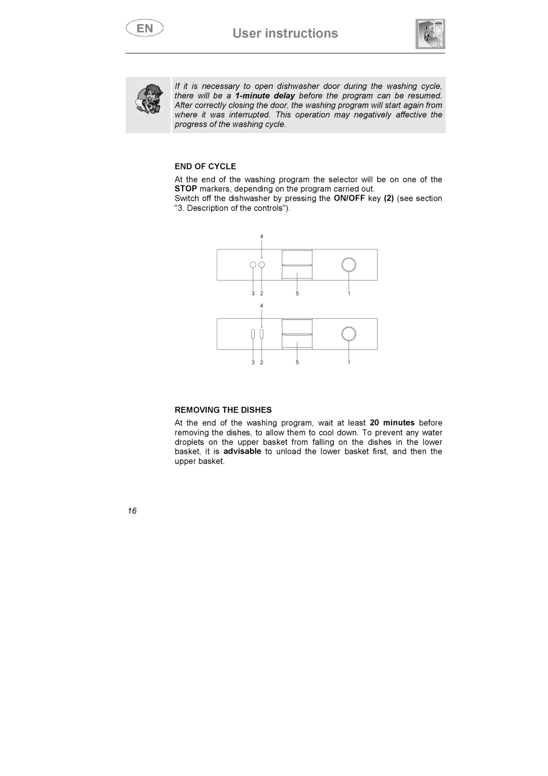 Smeg CA01-3 instruction manual END of Cycle, Removing the Dishes 