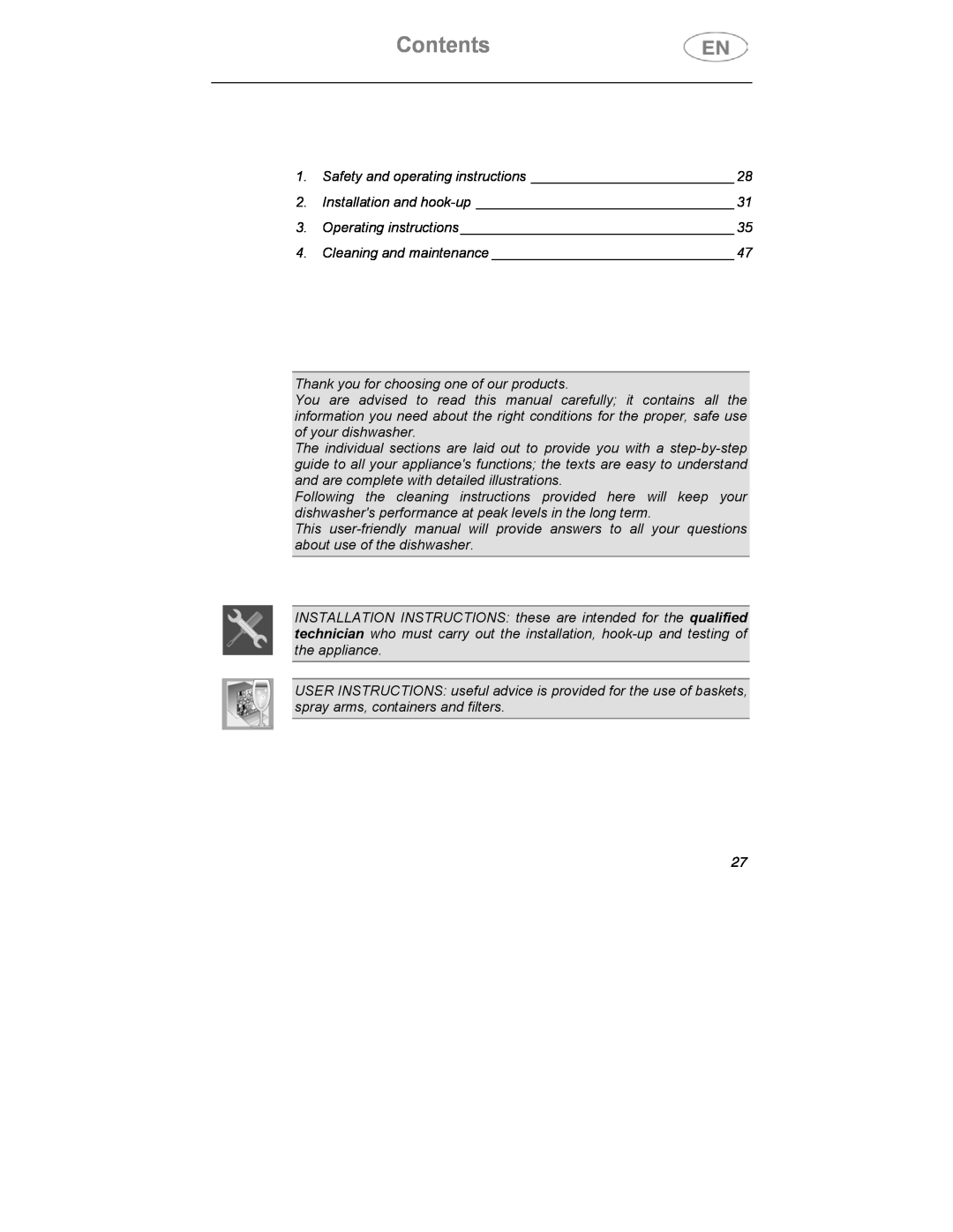 Smeg CA01-3 instruction manual Contents 
